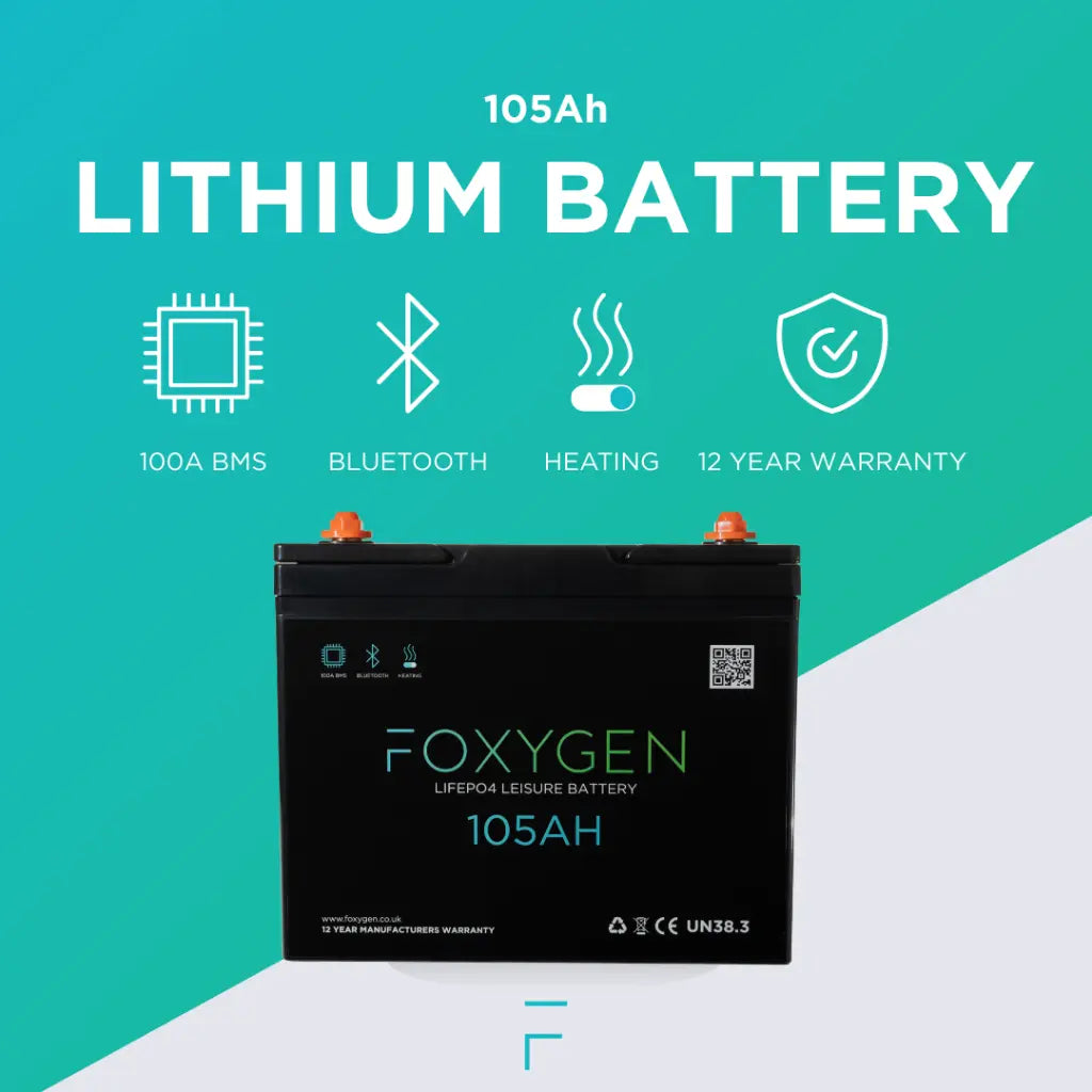Foxygen 12V 105Ah LiFePO4 Leisure Battery with Bluetooth & Self-Heating