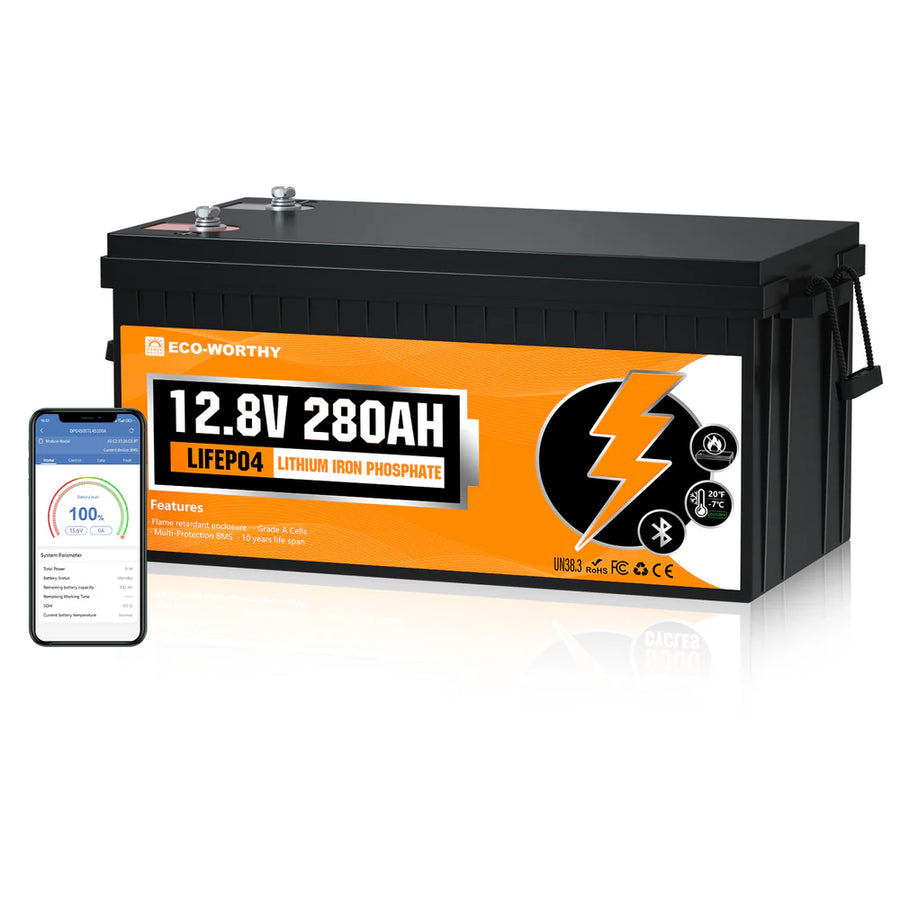 ECO-WORTHY 12V 280Ah LiFePO4 Battery with Bluetooth & Low-Temp Protection – 6-Year Combined Protection (3-Year Eco-Worthy Warranty + 3-Year GetGreenEnergy Guarantee)