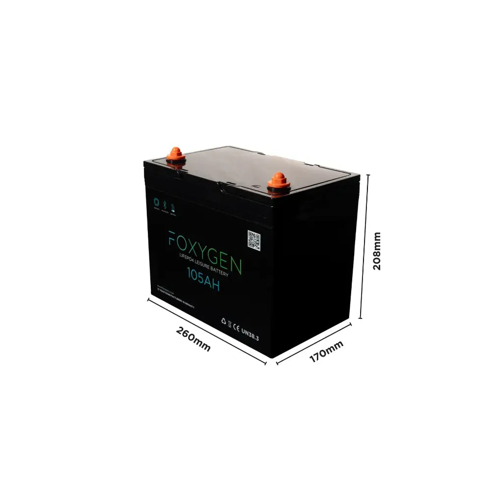 Foxygen 12V 105Ah LiFePO4 Leisure Battery with Bluetooth & Self-Heating