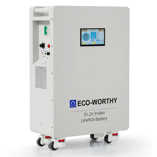 ECO-WORTHY 51.2V 314Ah LiFePO4 Home Battery, 16kWh Lithium Solar Storage with 6-Year Combined Protection