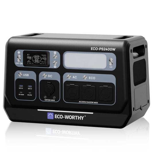 ECO-WORTHY 2400W Portable Power Station – 2048Wh LiFePO4 Battery Hub with <10ms UPS